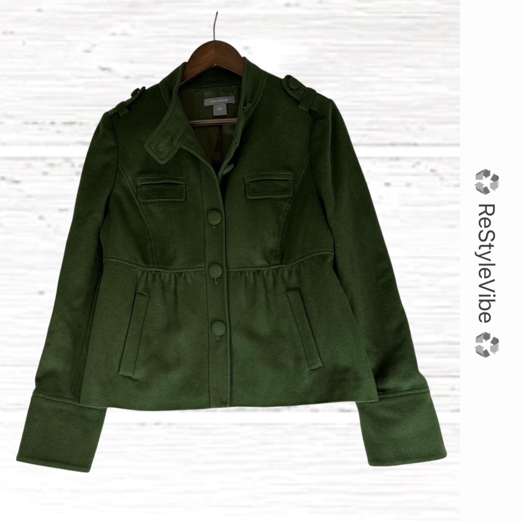 Ann Taylor Women’s Size 10 Jacket Coat Military Peplum Style Wool Rabbit Hair